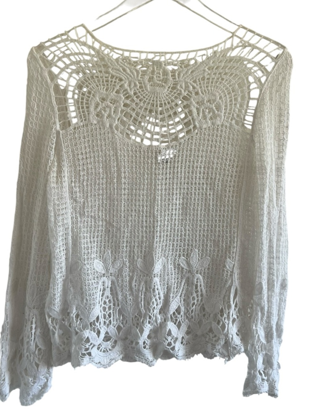 Charlotte Russe Crochet Lace Knit Long Sleeve Top